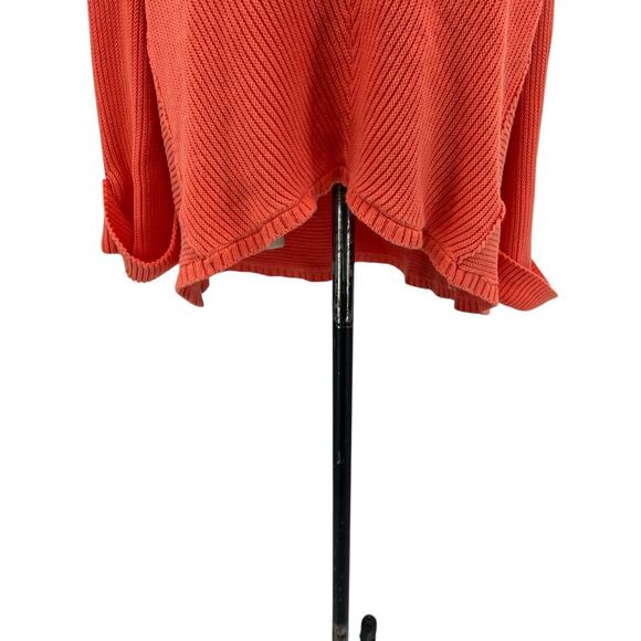 Free People La Brea Sweater V-Neck Ribbed Cuffed Sleeve Coral Orange Size Large - Picture 5 of 13